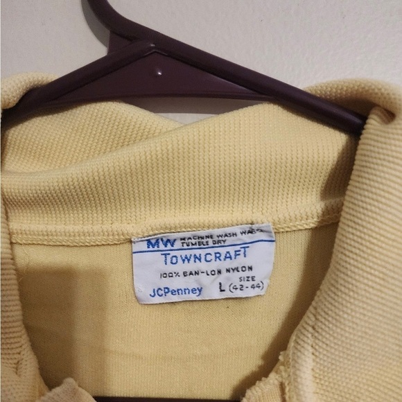 Vtg yellow towncraft polo size mens large small pocket - Picture 4 of 4